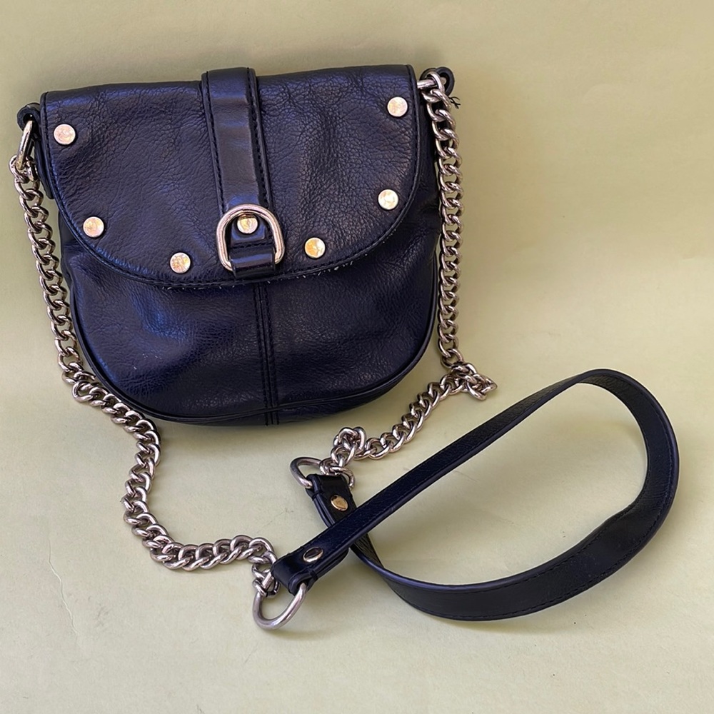 Vintage black/silver Rebecca Minkoff pebbled leather small crossbody bag
